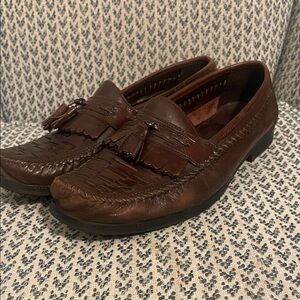 Nunn Bush Men’s Dark Brown Leather Tassel Moc Toe Loafers